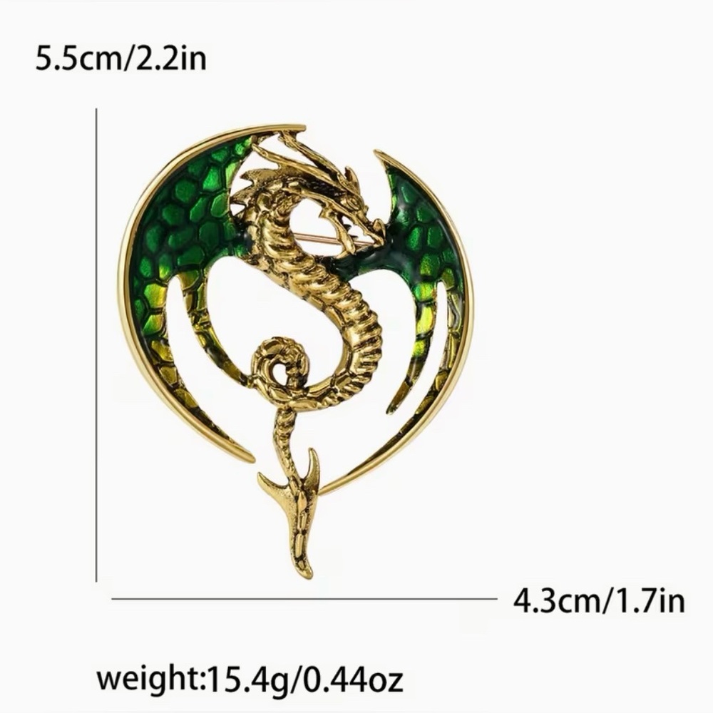 Dragon Fantasy Brooch Modern New Gradient Blue & Silver Tone - Picture 2 of 4